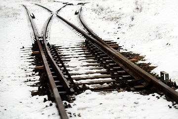 Image showing Railroad tracks in the snow