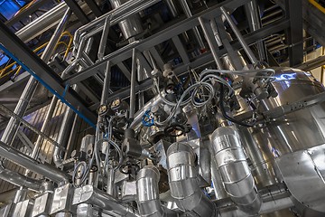 Image showing Industrial pipes in a thermal power plant