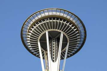 Image showing Close up of the top of the Space Needle