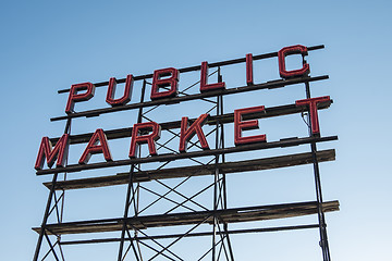 Image showing World famous Pike place market in Seattle