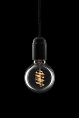 Image showing Round retro lightbulb - light on