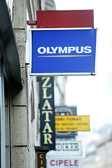 Image showing Olympus shop sign in city centre