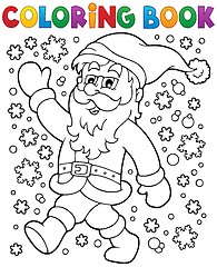 Image showing Coloring book Santa Claus in snow 2