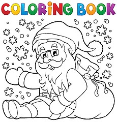 Image showing Coloring book Santa Claus in snow 1