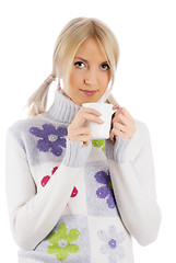 Image showing Attractive girl with cup of coffee