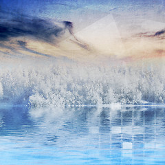 Image showing Winter landscape and tech design
