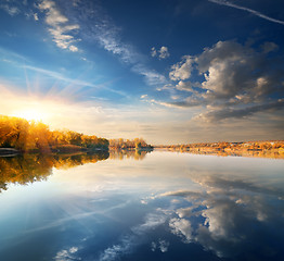 Image showing Blue sky over river