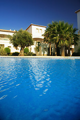 Image showing Spanish villas with swimming pool