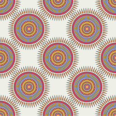 Image showing Seamless background with tribal style circles.