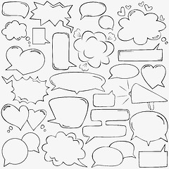 Image showing Speech bubbles with hearts and clouds