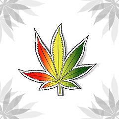 Image showing Cannabis leaf with rastafarian flag colors