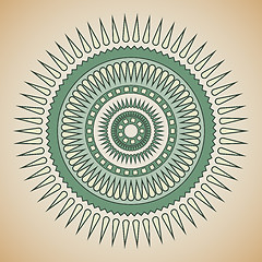 Image showing Green and beige tribal circle design.