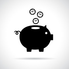 Image showing Piggy bank icon with clocks falling in.