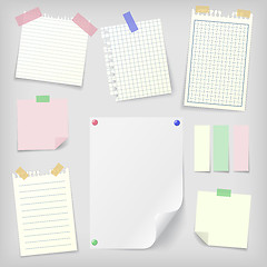 Image showing Post-it set of sticky notes and notebook paper