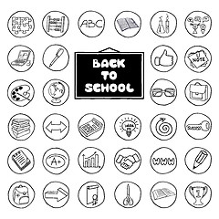 Image showing Hand drawn school buttons set