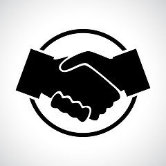 Image showing Handshake. Black flat icon in a circle. 