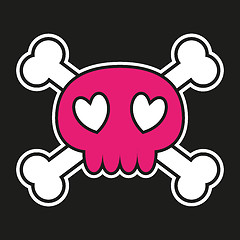 Image showing Pink skull with crossbones