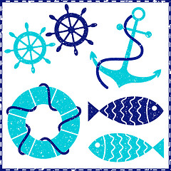 Image showing Grunge nautical elements