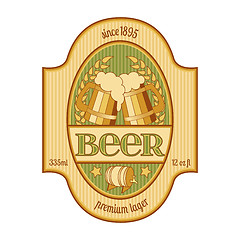 Image showing Beer label design in golden and green.