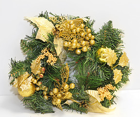 Image showing Golden Christmas ornaments