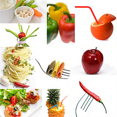 Image showing Organic Vegetarian Vegan food collage  bright mood