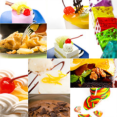 Image showing dessert cake and sweets collection collage