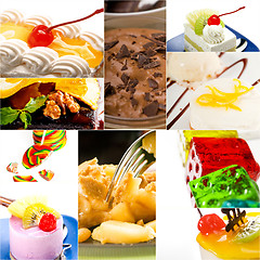 Image showing dessert cake and sweets collection collage