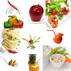 Image showing Organic Vegetarian Vegan food collage  bright mood