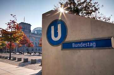 Image showing Bundestag underground sign in Berlin