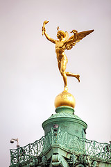 Image showing Statue on top of the July column in Paris, France