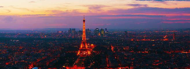 Image showing Paris panoramic cityscape with Eiffel tower