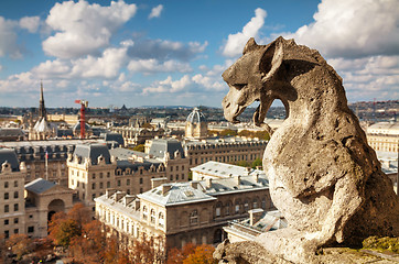 Image showing Paris aerial view with Chimera