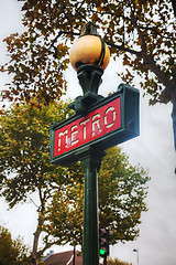 Image showing Metro sign in Paris, France