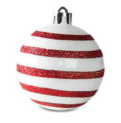 Image showing Red And White Christmas Ball