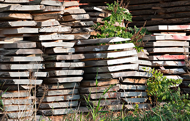 Image showing pile of wooden boards