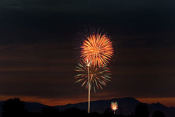 Image showing Firecrackers In The Sky During Sunset