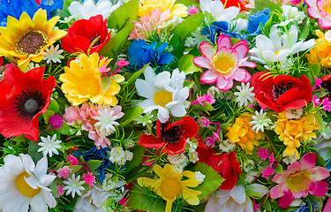 Image showing Background of artificial flowers.