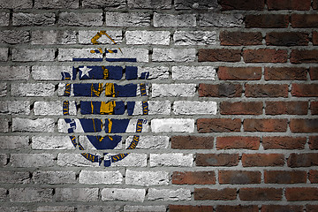 Image showing Brick wall texture with flag