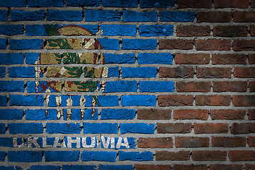 Image showing Brick wall texture with flag