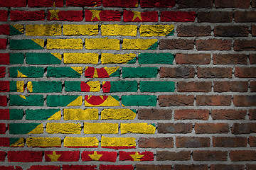 Image showing Brick wall texture with flag