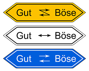 Image showing Direction sign good and evil