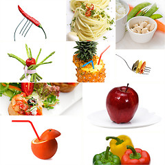 Image showing Organic Vegetarian Vegan food collage  bright mood