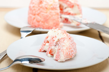 Image showing fresh strawberry and whipped cream dessert