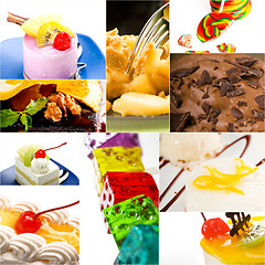 Image showing dessert cake and sweets collection collage