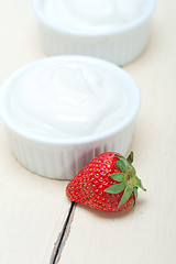 Image showing organic Greek yogurt and strawberry