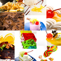 Image showing dessert cake and sweets collection collage