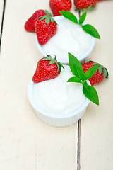 Image showing organic Greek yogurt and strawberry