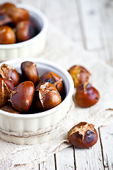 Image showing roasted chestnuts in bowls