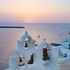 Image showing Bell tower in Oia, Santorini island, Greece.