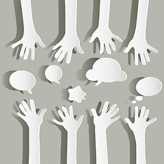 Image showing paper hands and bubbles speech